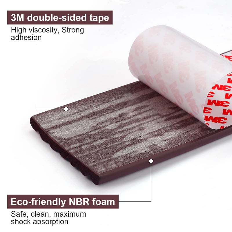 Dovesail Upgrade Baby Proofing Edge Corner Protector, 16.4ft Edge Guards Padding with 3M Adhesive, Extra-Wide Soft Rubber Foam Padding, Furniture,Sharp Edge Safety Corner Edge Bumper Guard- Brown - Image 3
